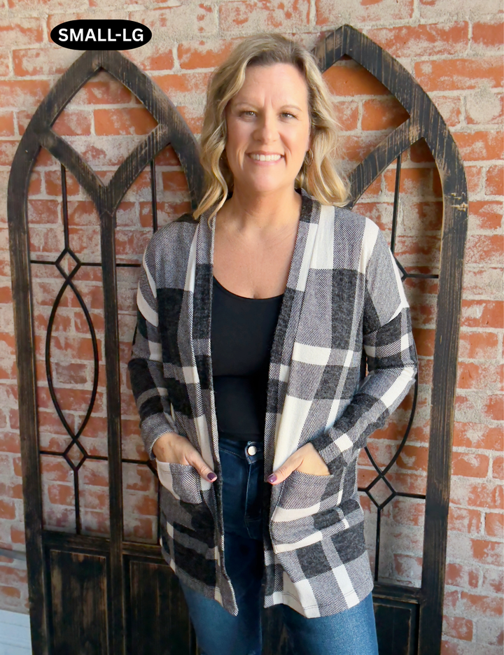 Sweet Holy Night Buffalo Check Cardigan