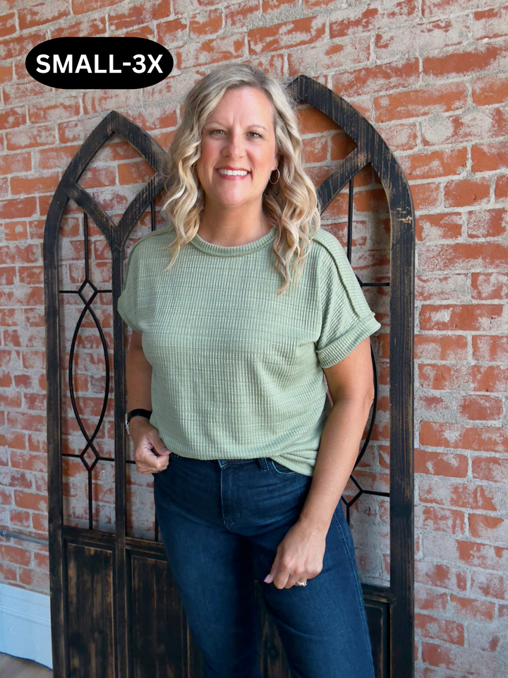 Your Side Of The Story Sage Ribbed Tee