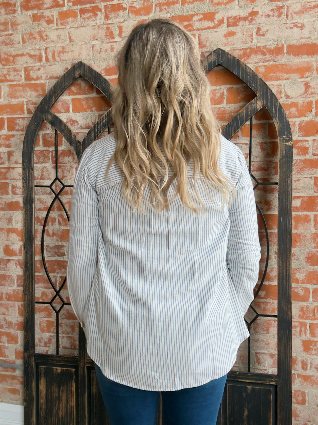 Take On The Day Pin Striped Button Up