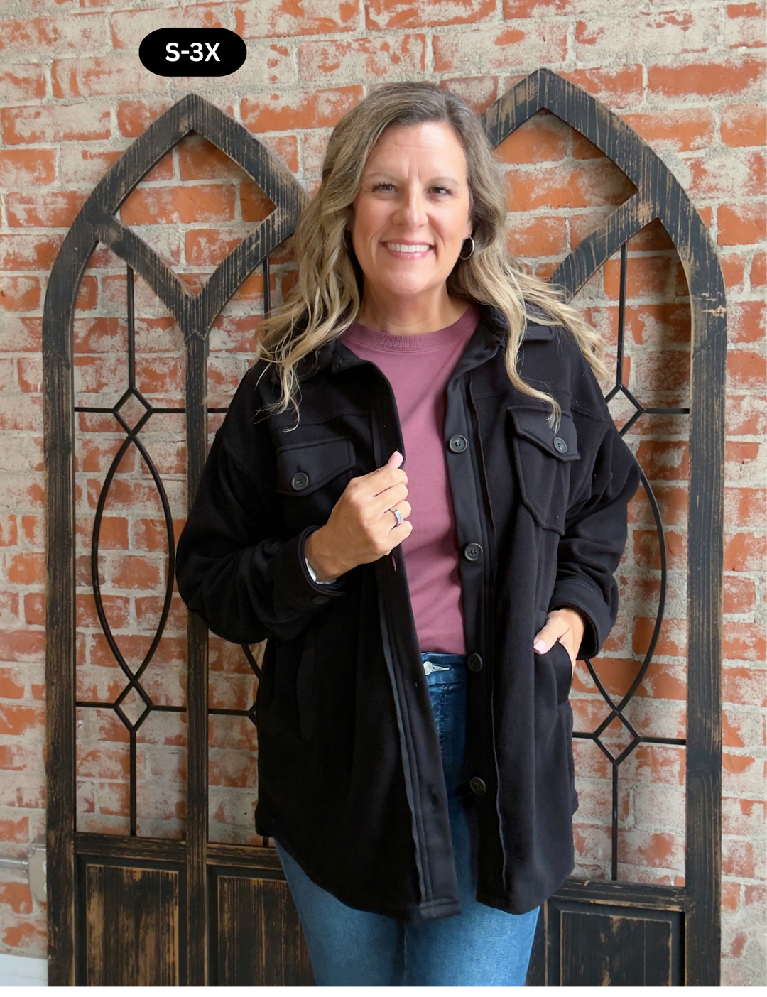 Feelin' Cozy Fleece Shacket-Black