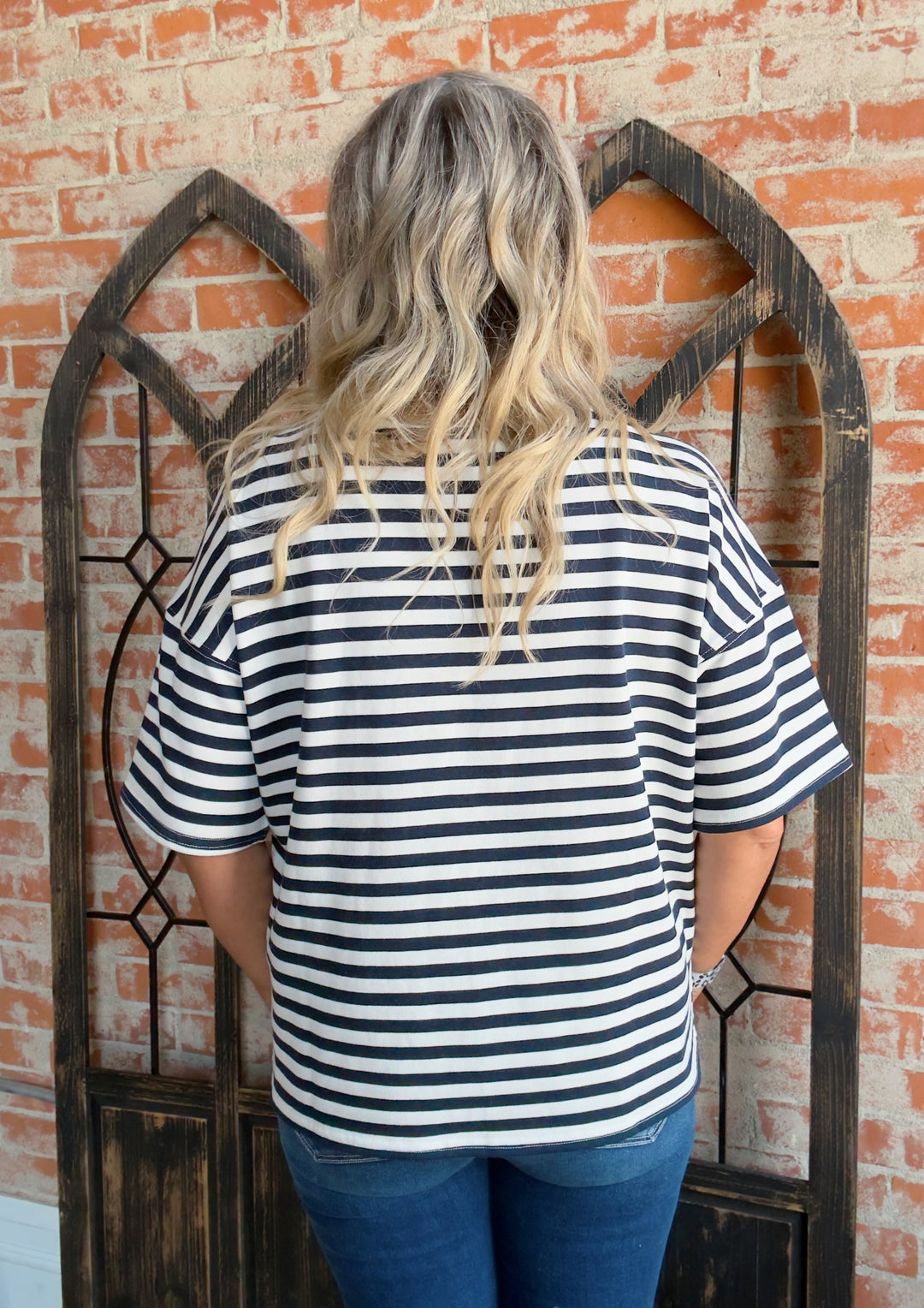 Can't Beat It Striped Tee-Multiple Colors