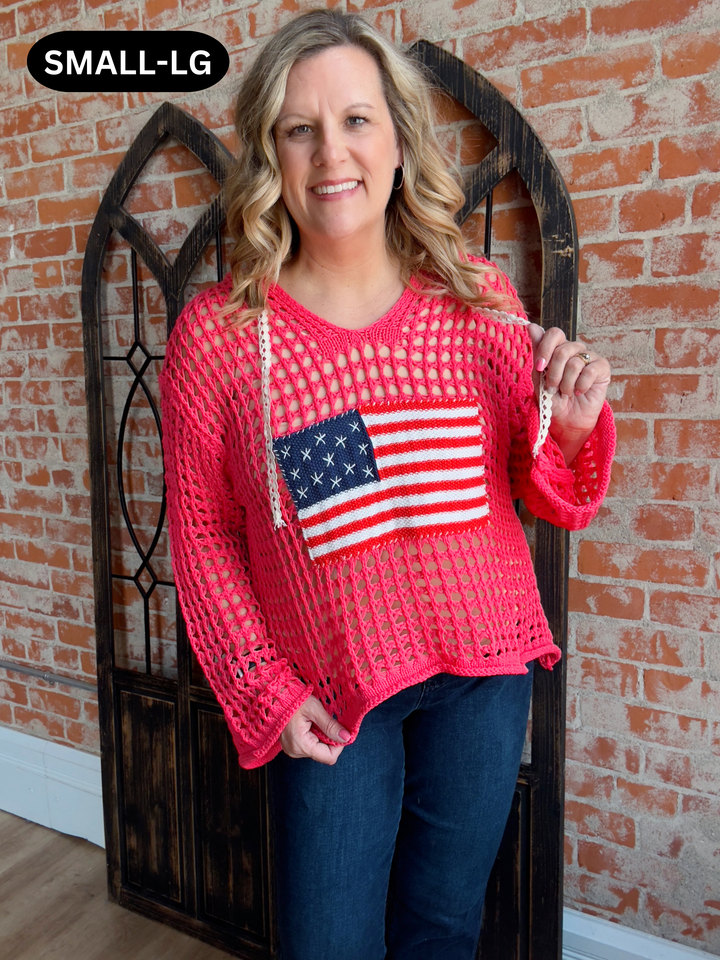 Miss Liberty Crochet Flag Hoodie
