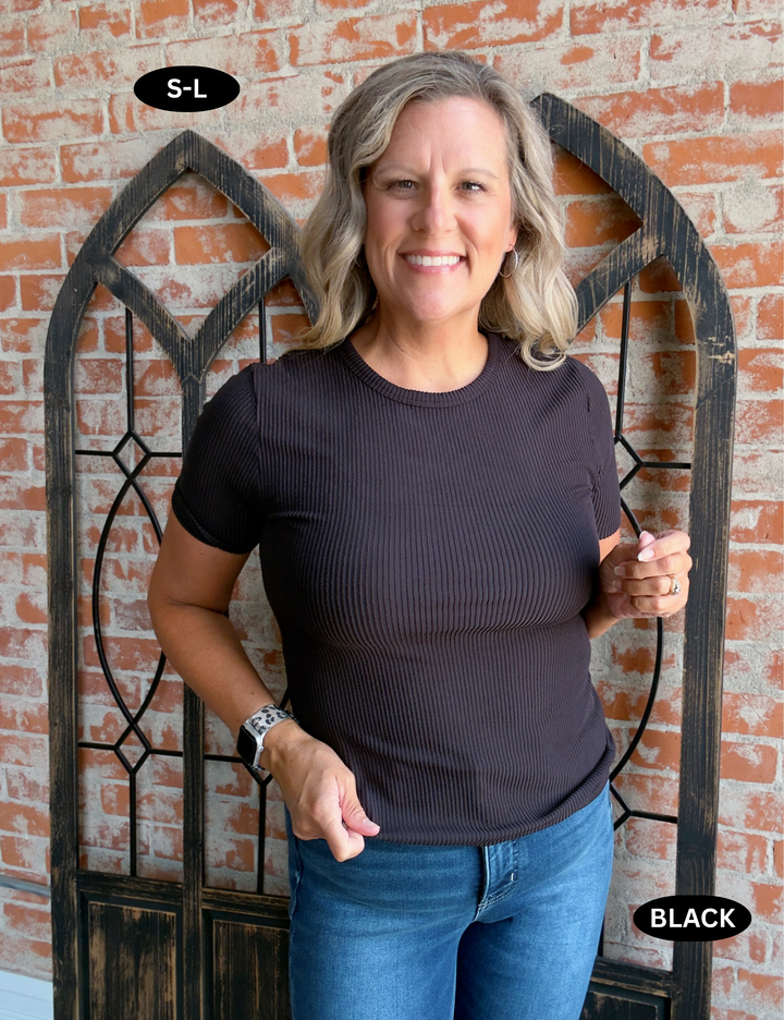 Ready Now Ribbed Tee-3 Colors