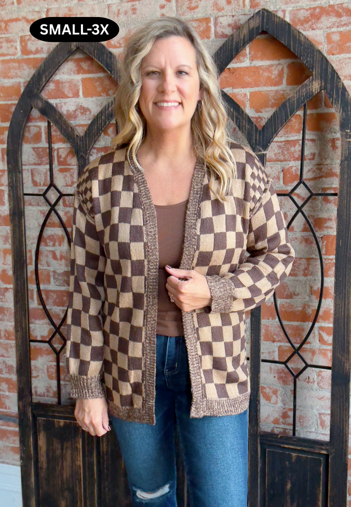 Show My Style Checkered Cardigan