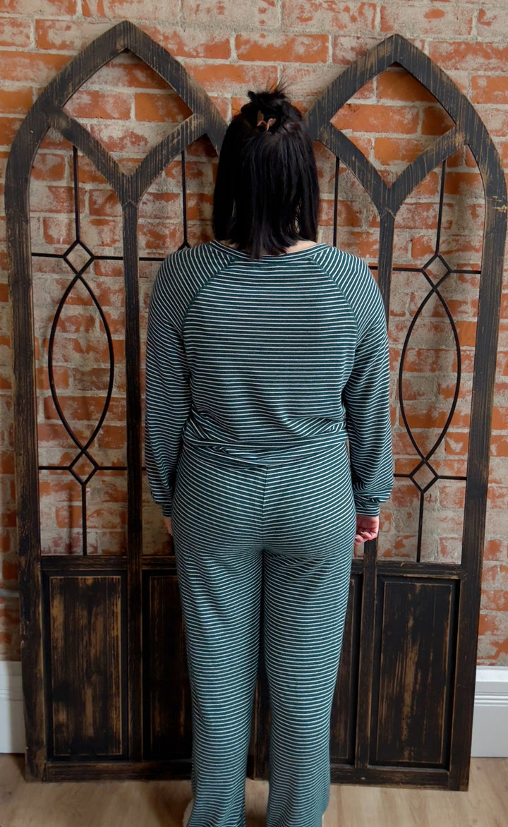 Time Flies Striped Pant-Green