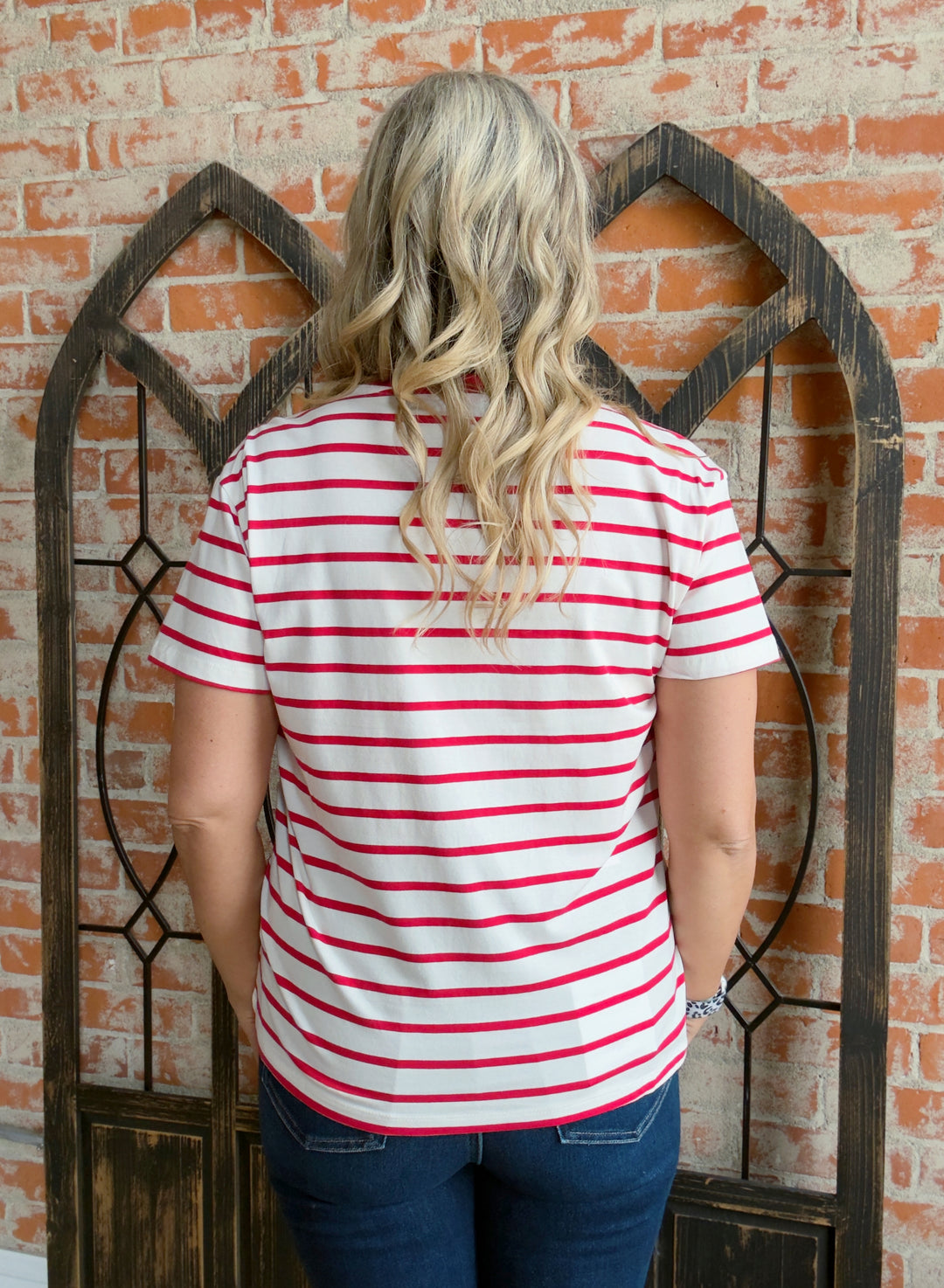 Keeping It Together Striped Tee-Patriotic Colors