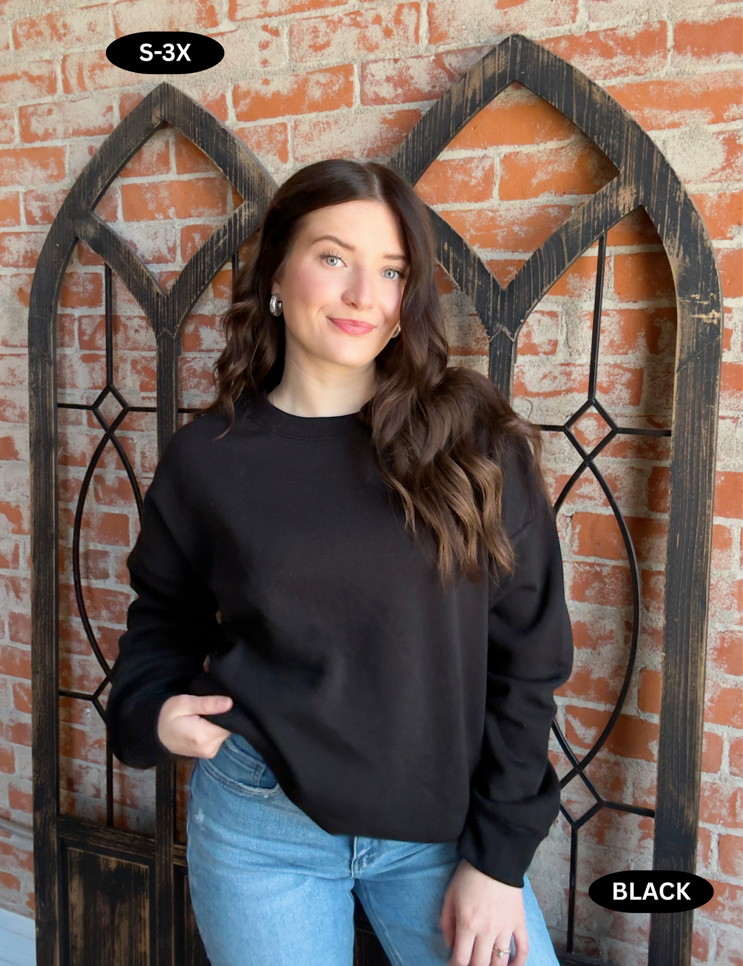 Cozy By The Campfire Crewneck-Black & Charcoal