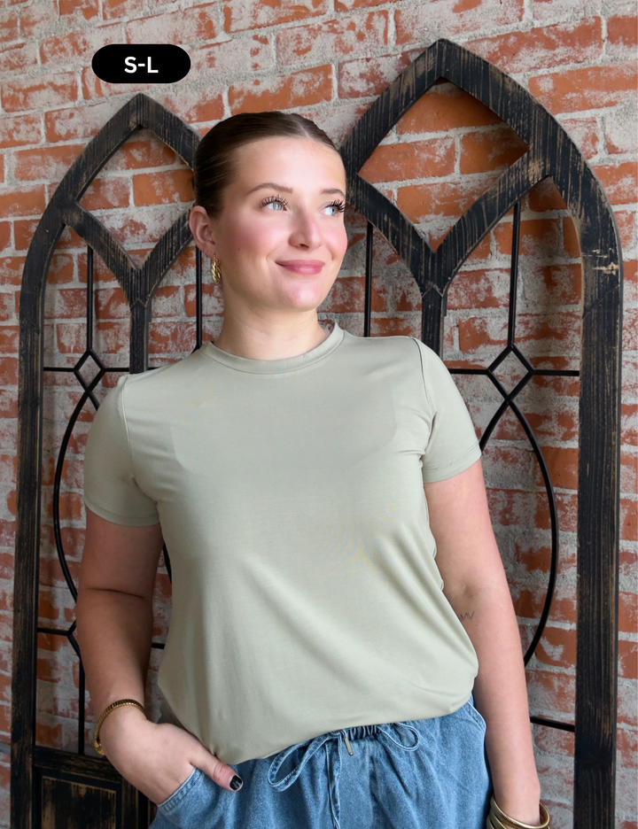 Just Like Silk Tee-Sage