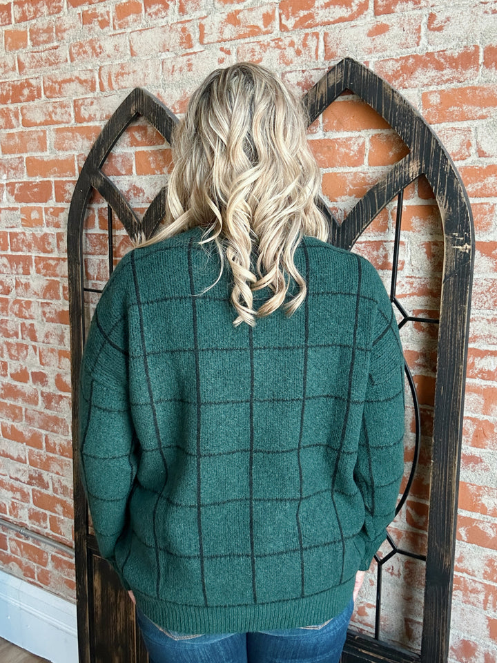 Hunter Green Checkered Sweater