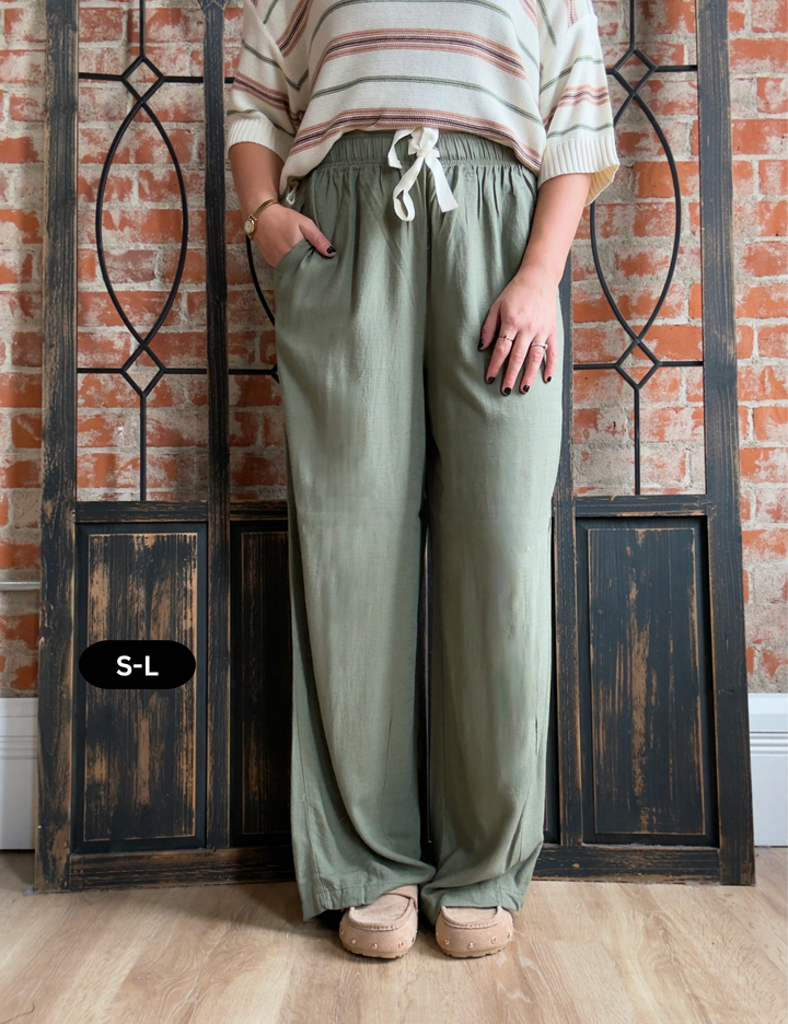 Breathe In Linen Pant-Olive