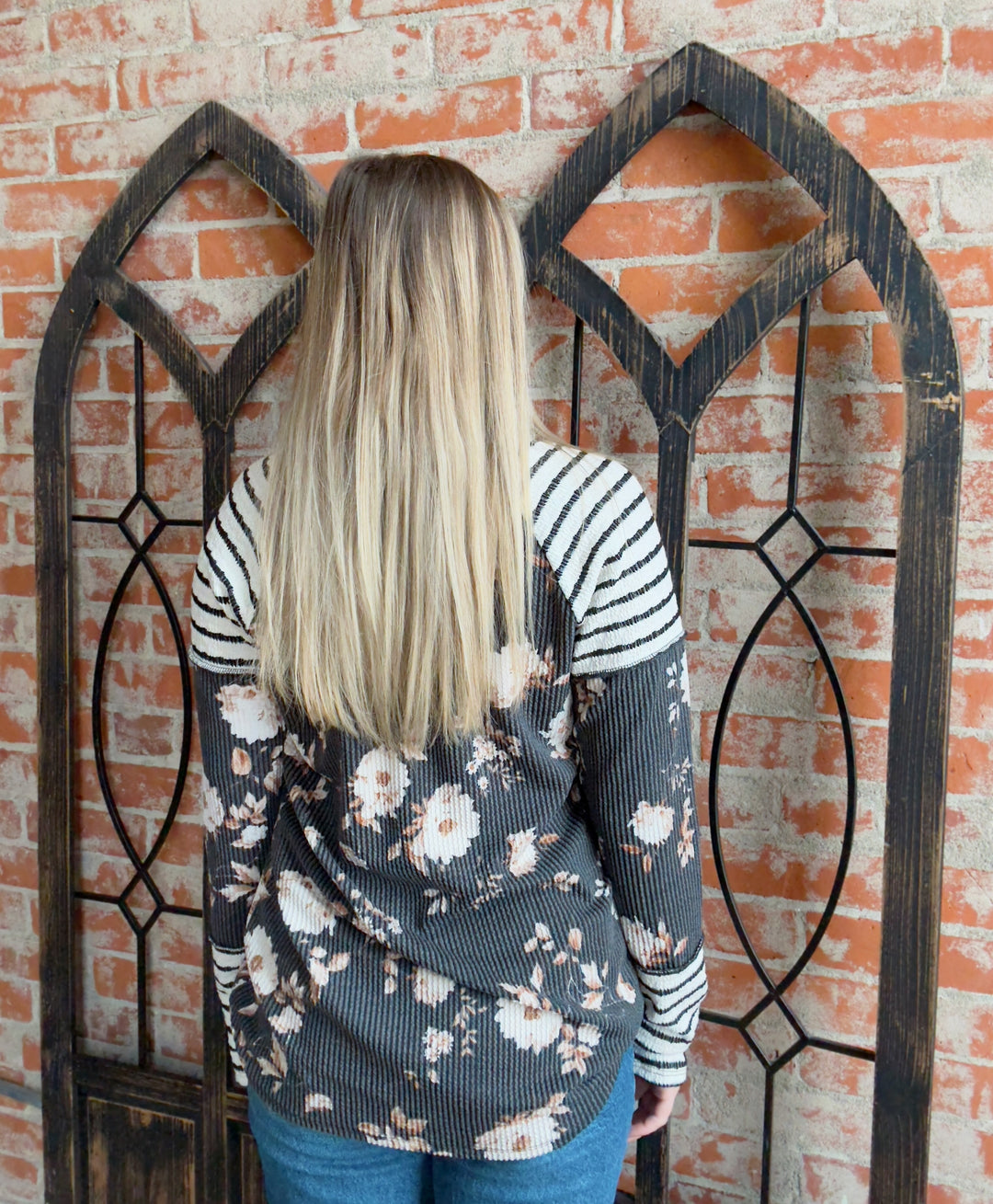 On Cloud 9 Floral/Stripe Long Sleeve