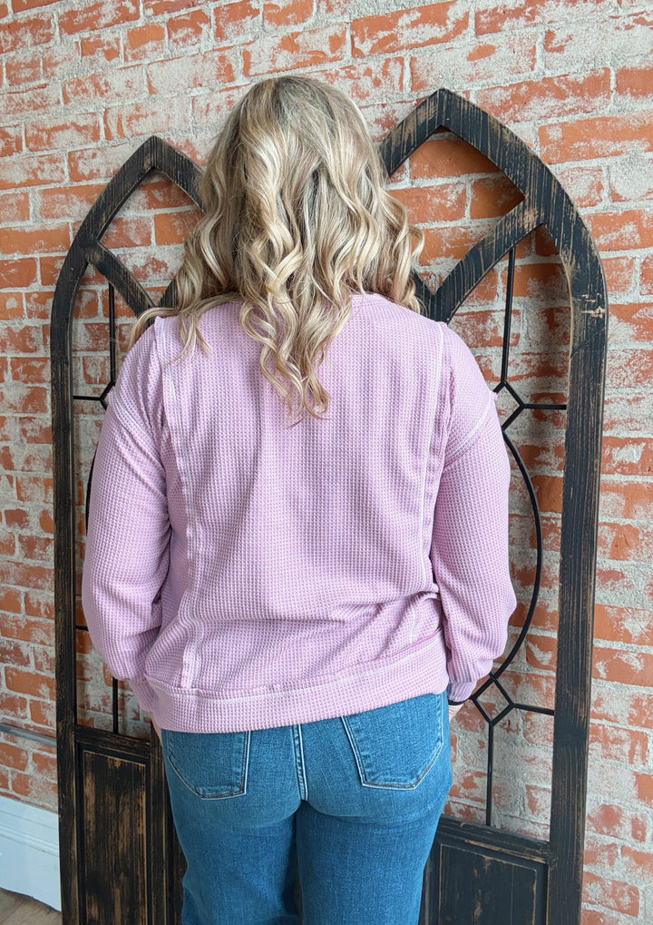 It's Worth It Waffle Knit Long Sleeve-Mauve