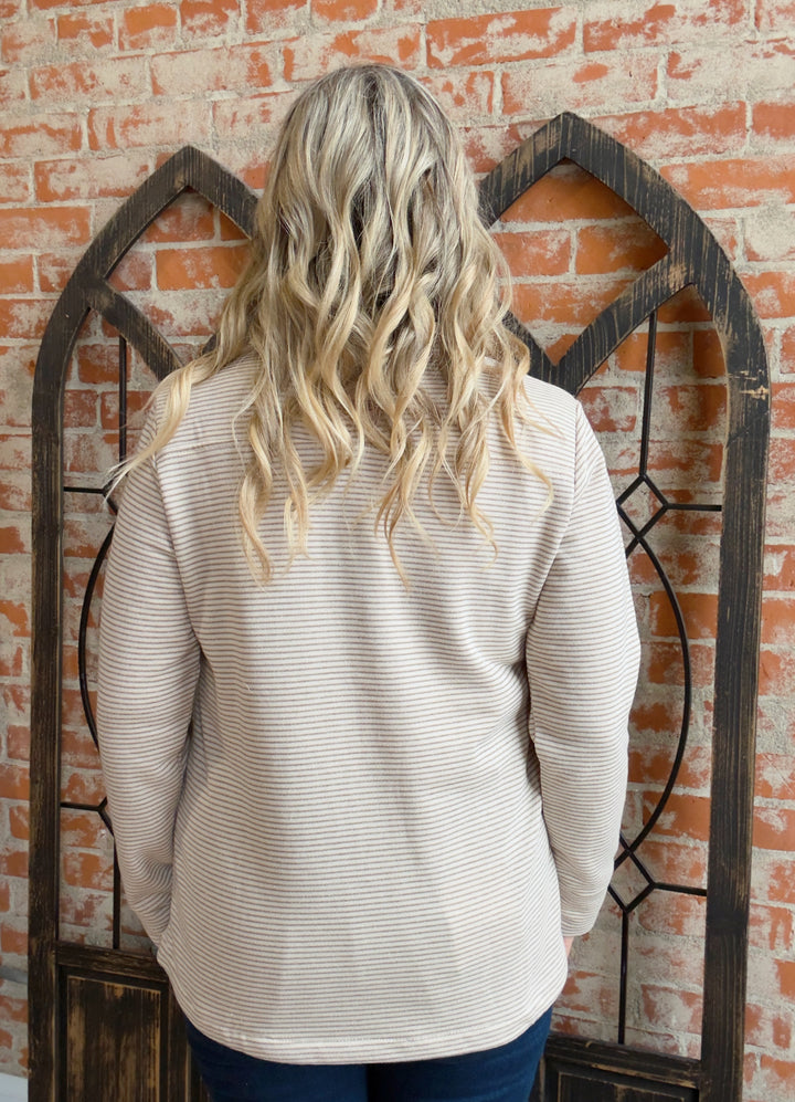 Mocha Striped Lake Girl 1/4 Zip