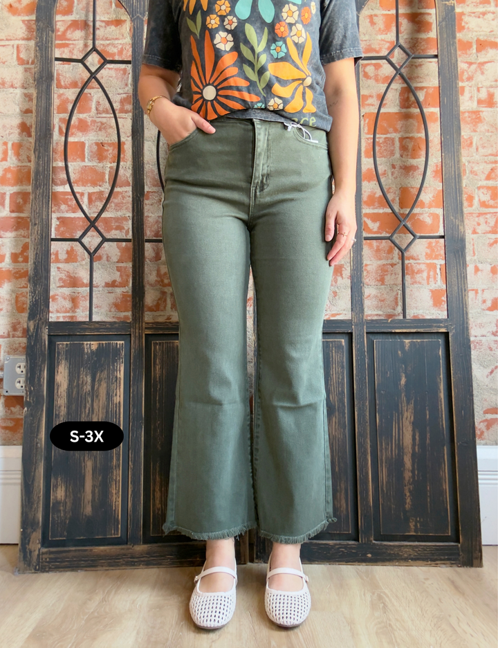 Zenana It's A Necessity Kick Flare- Dark Olive