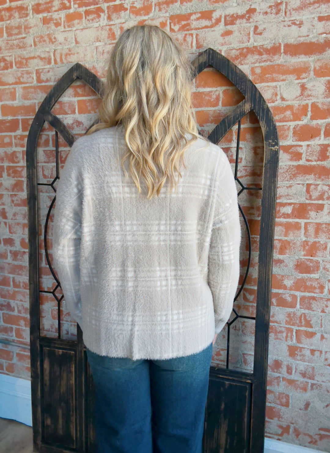 The Coziest Plaid Sweater-Mocha