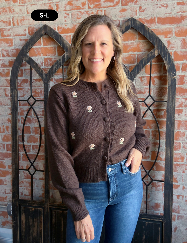 My Girl Flower Embroidered Cardigan
