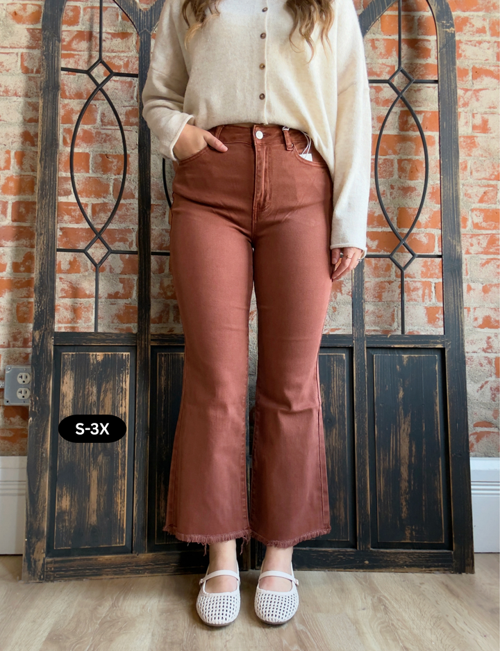 Zenana It's A Necessity Kick Flare- Dark Rust