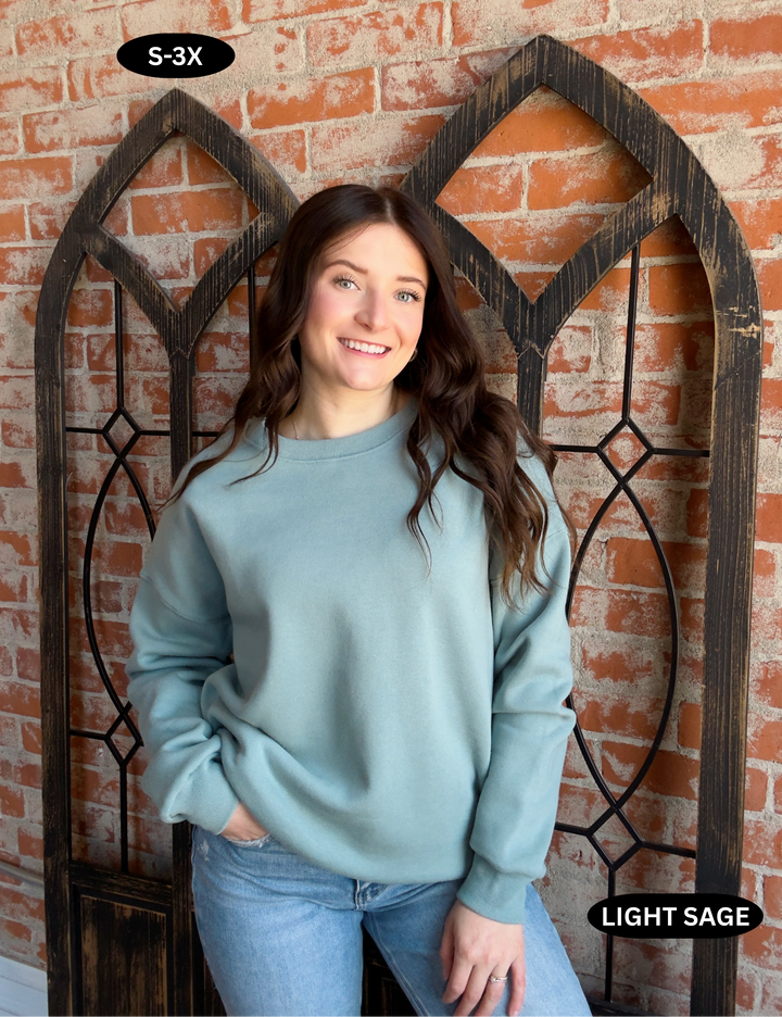 Cozy By The Campfire Crewneck-Sage Hues