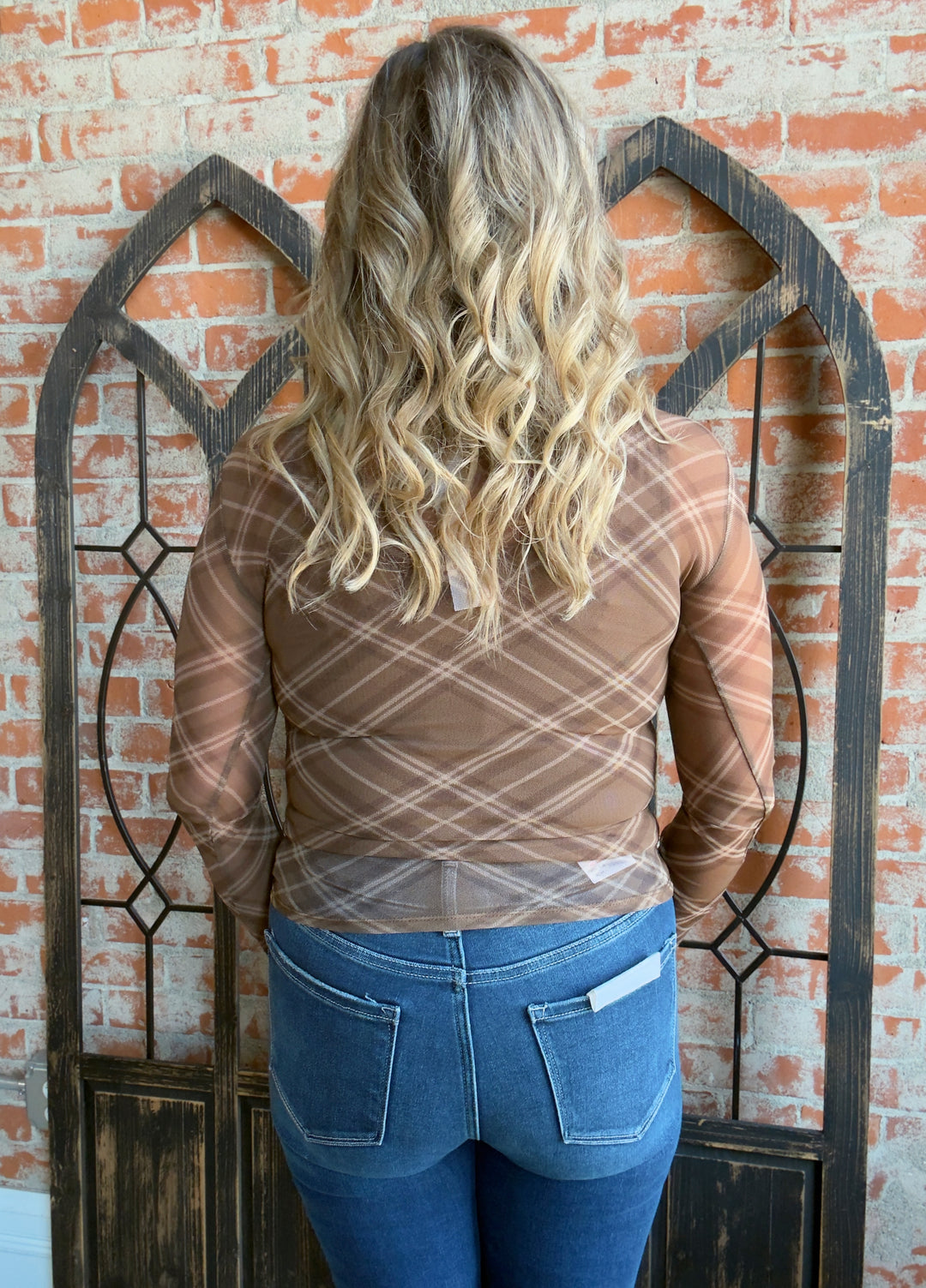 Giddy Up Plaid Mesh Sleeve
