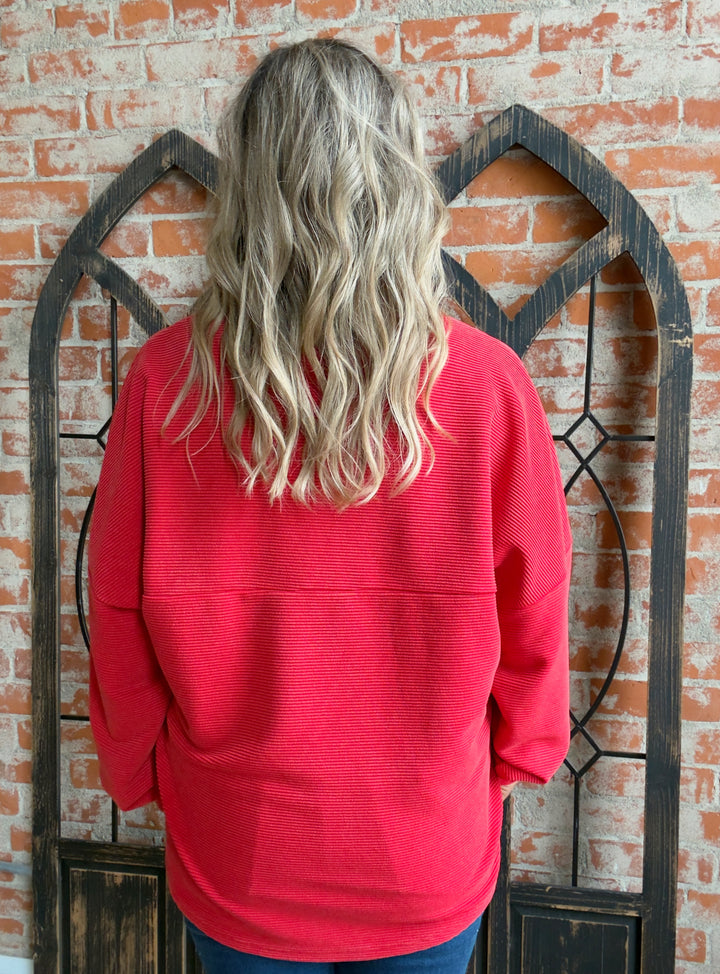 OSU Relentless Red Ribbed Pullover