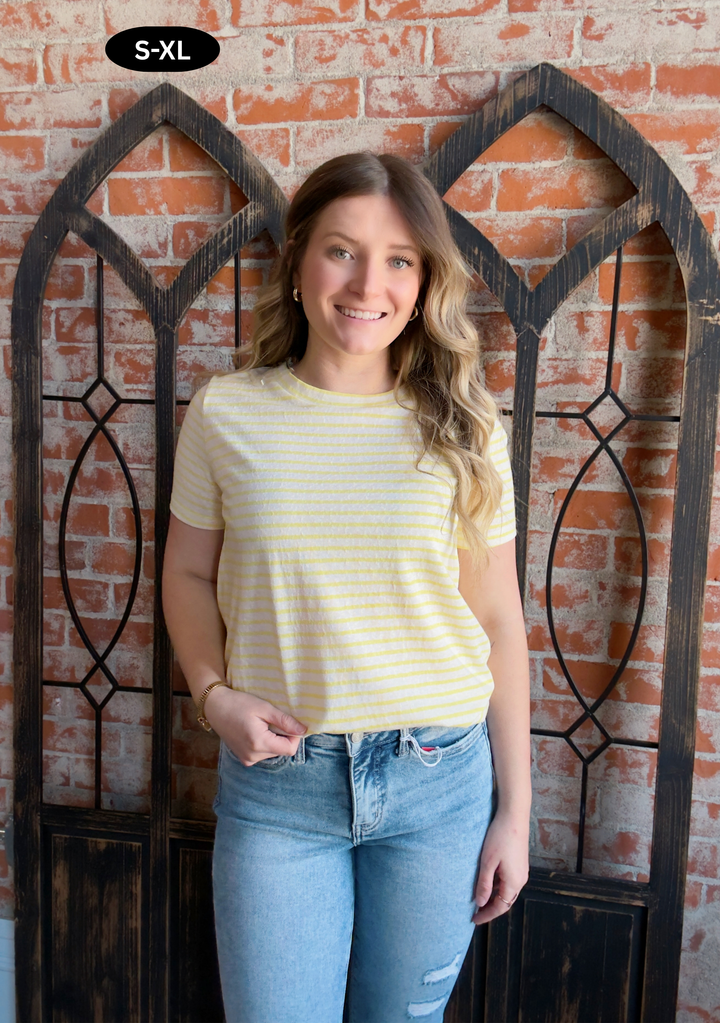 Add It To The List Striped Tee-Yellow