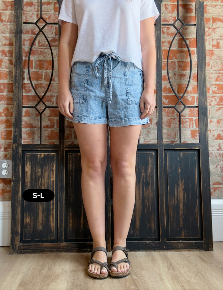 Last Forever Acid Wash Tencel Shorts