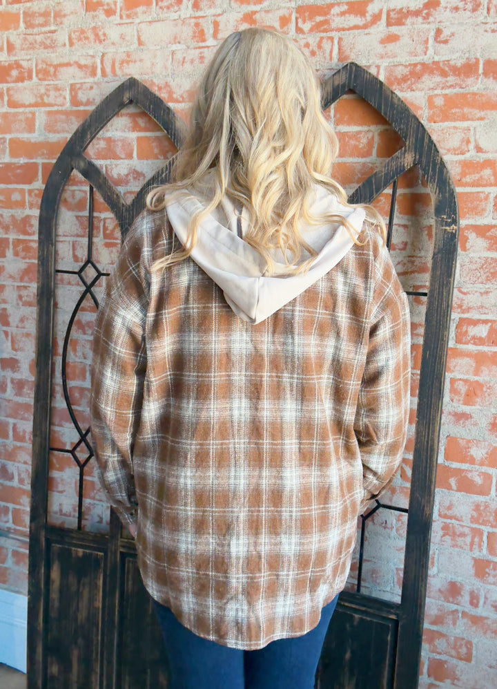 For The Chilly Days Hooded Shacket-Camel