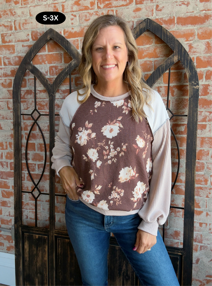 That Fall Floral Moment Ribbed Color Block