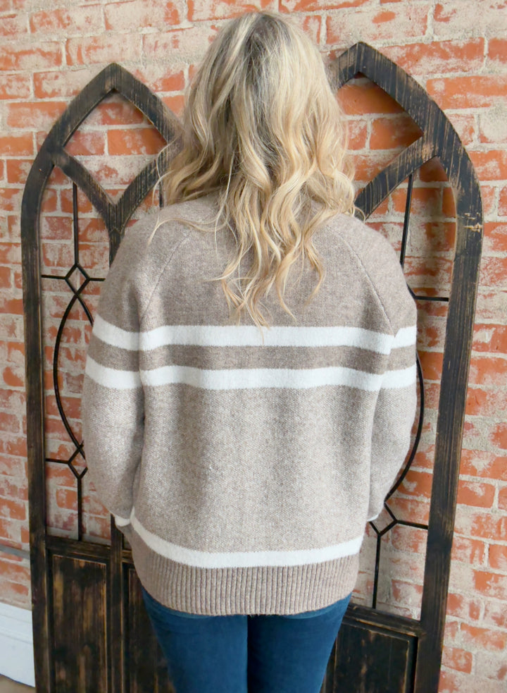 It's Not Forgotten Varsity Stripe Sweater Jacket