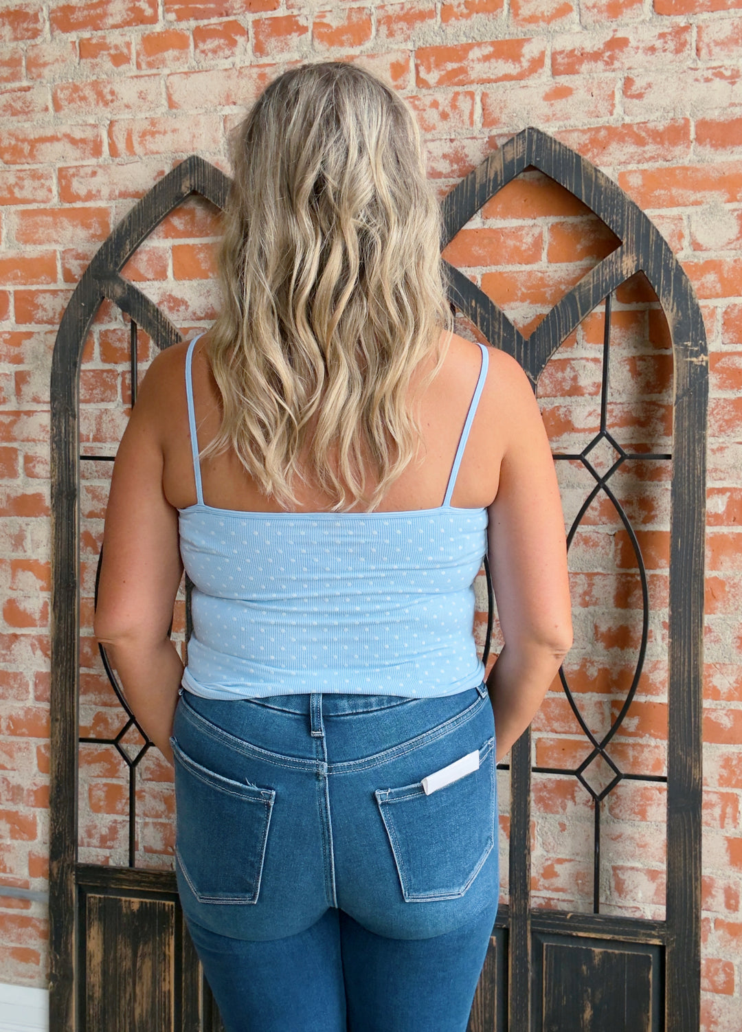 Bring It Polka Dot Cami-Baby Blue