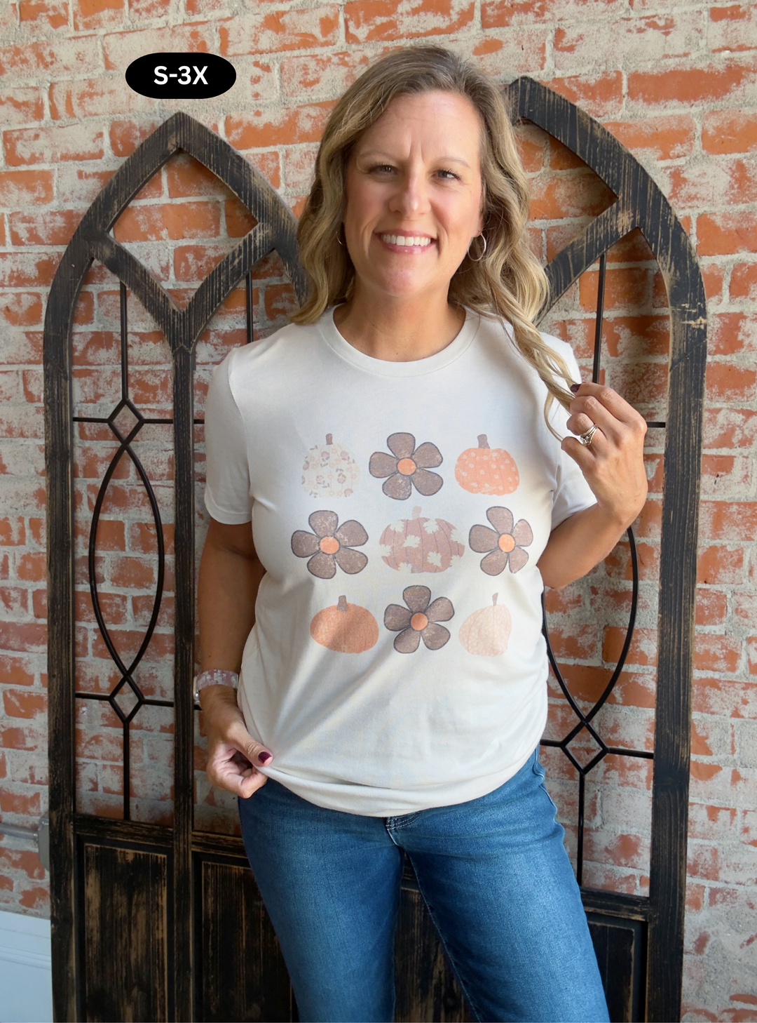 Boho Flower & Pumpkin Graphic Tee
