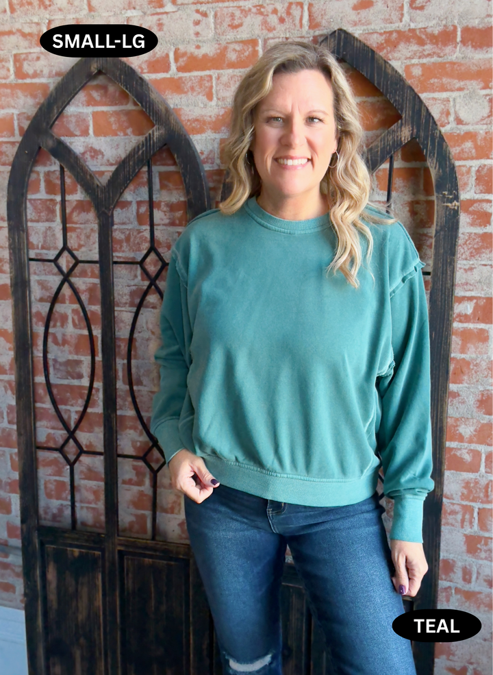 Adore It Exposed Seam Sweatshirt- 2 Colors