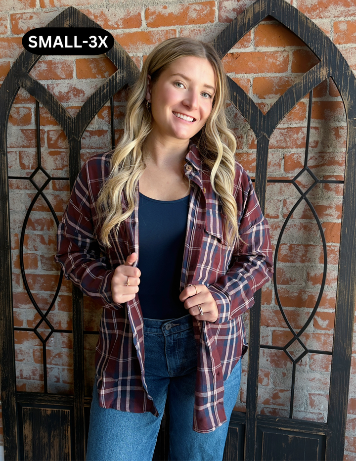 Fall Festivities Flannel-Burgundy