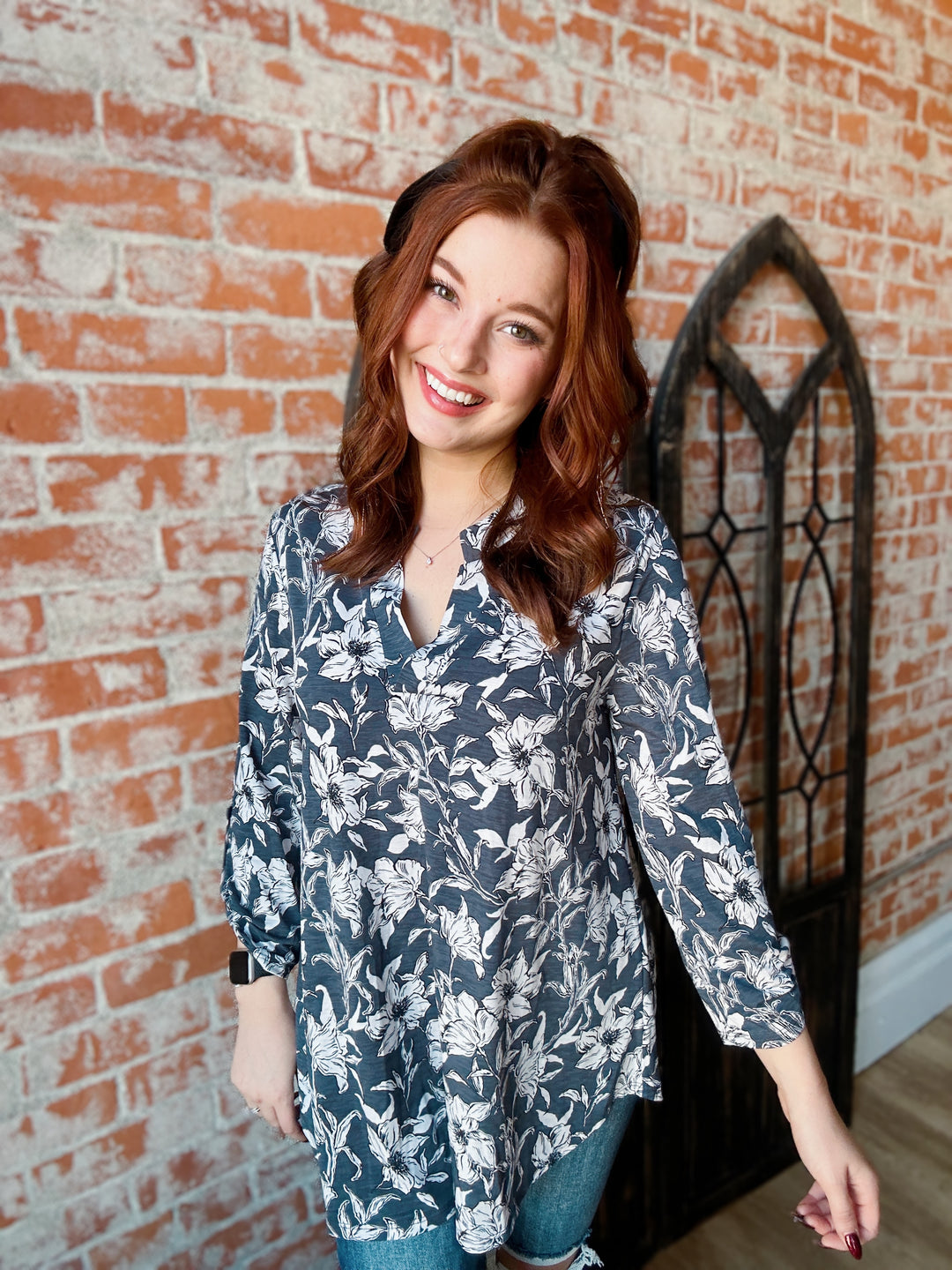 Early Morning Bloom 3/4 Sleeve Lizzy Blouse
