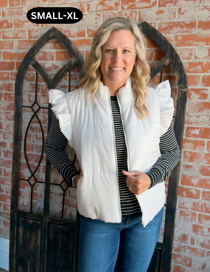 Feelin Preppy Ruffle Sleeve Vest