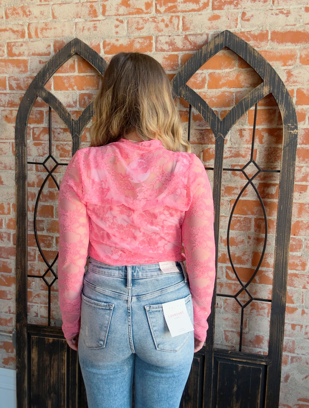 Not Broken Lace Sleeve-Bright Pink