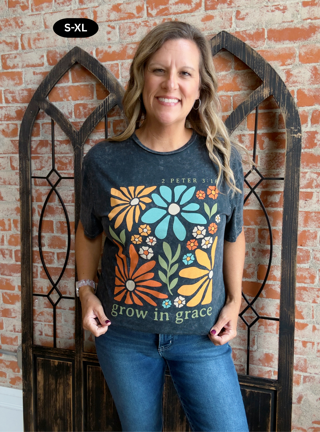 Grow In Grace Acid Wash Graphic Tee