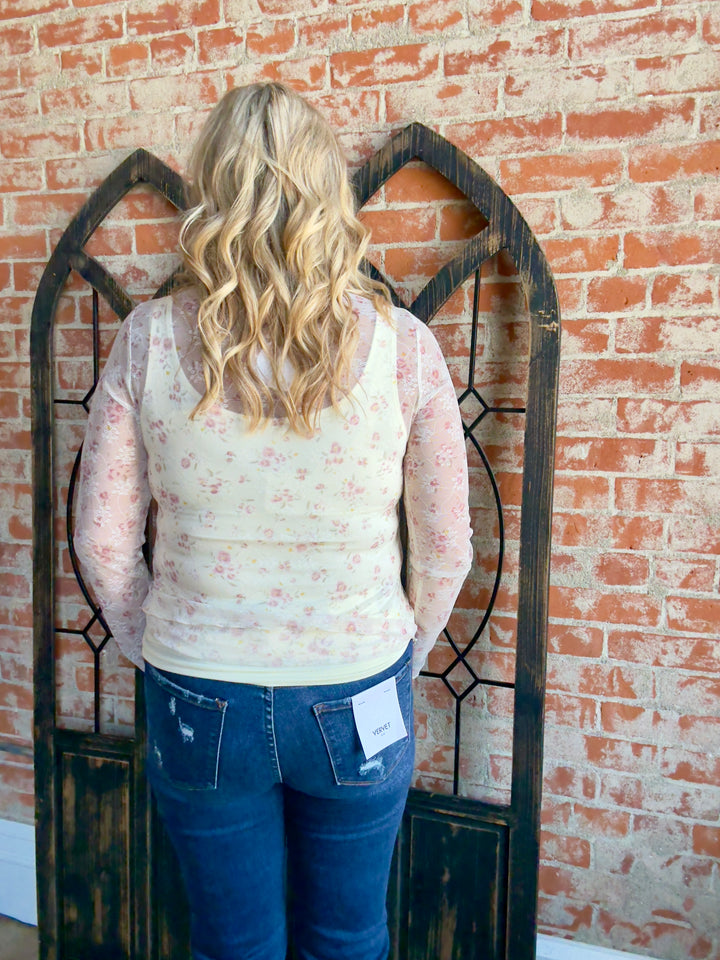 Sweet Something Floral Mesh Long Sleeve