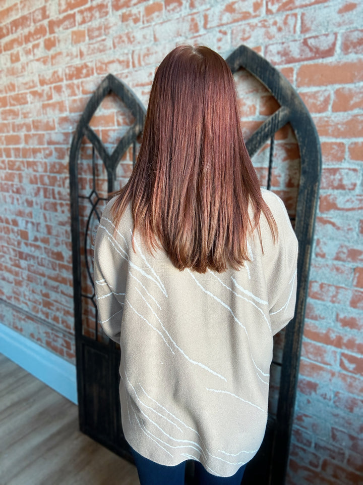 Feel The Power Zig Zag Sweater-Taupe
