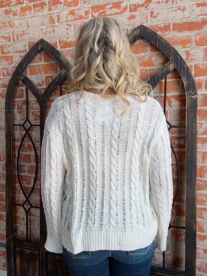 Good Expectation Shimmer Crochet Sweater