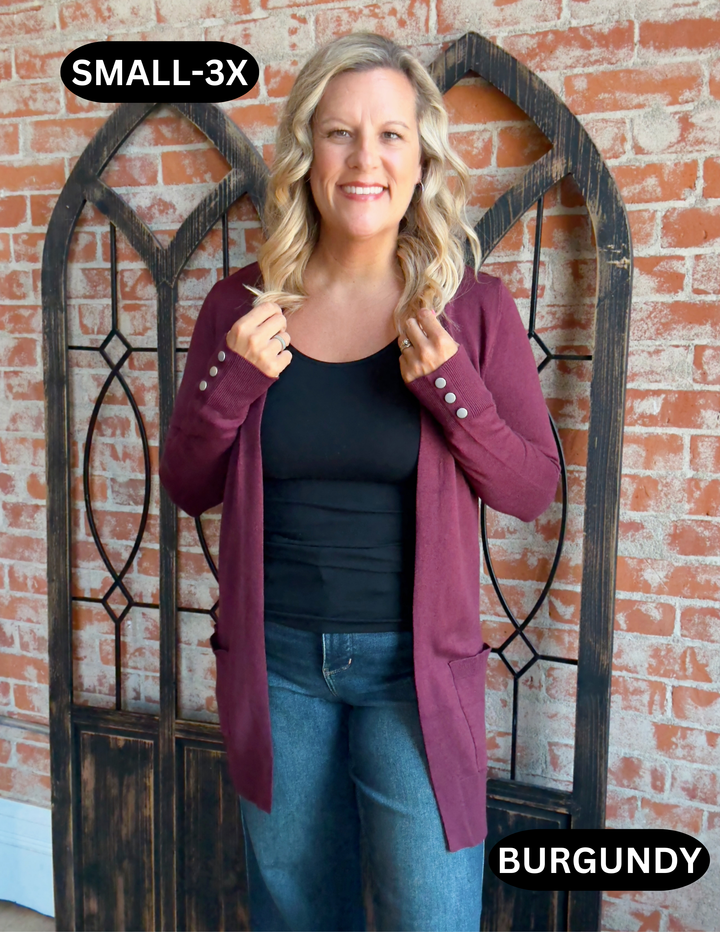 Reaching For Button Sleeve Cardigan-3 Colors