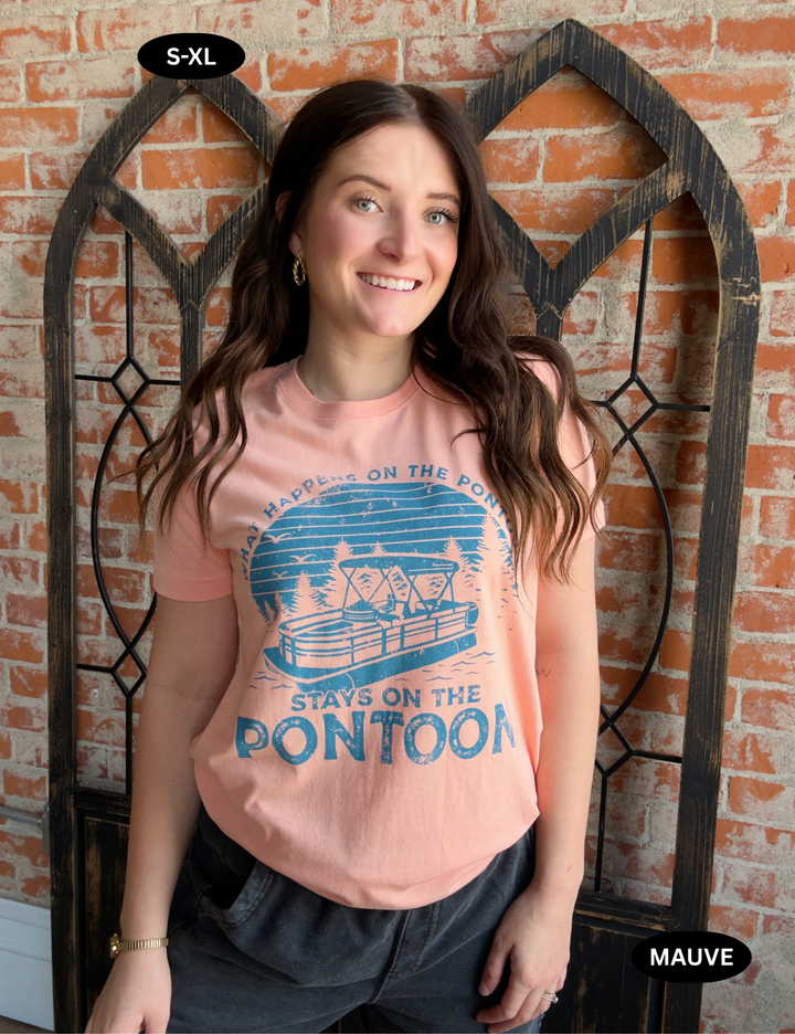 What Happens On The Pontoon Graphic Tee-2 Colors