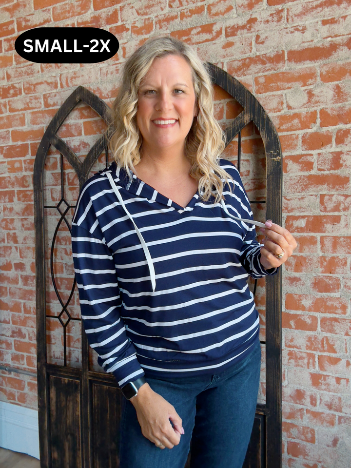 Cover Up Navy Striped Hoodie