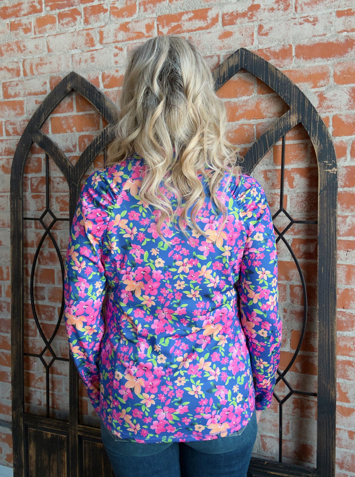 Get Active Royal Floral Half Zip