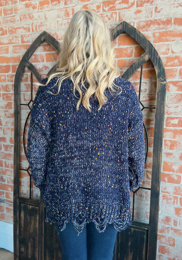 Funfetti Navy Cardigan