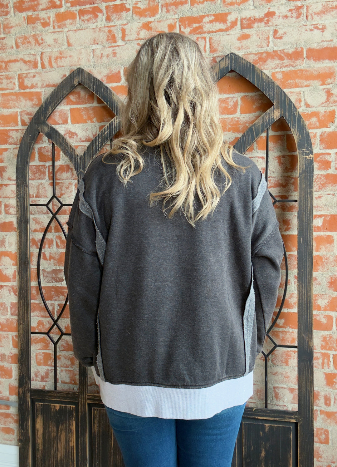 My Saturday In Burnout Fleece Crewneck-Black & Grey