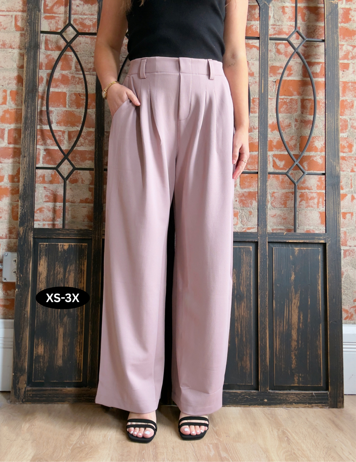 Poised Waffle Knit Business Pant-Blush