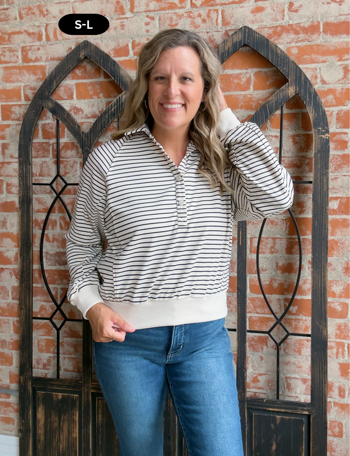 Keeping Up Striped Button Up
