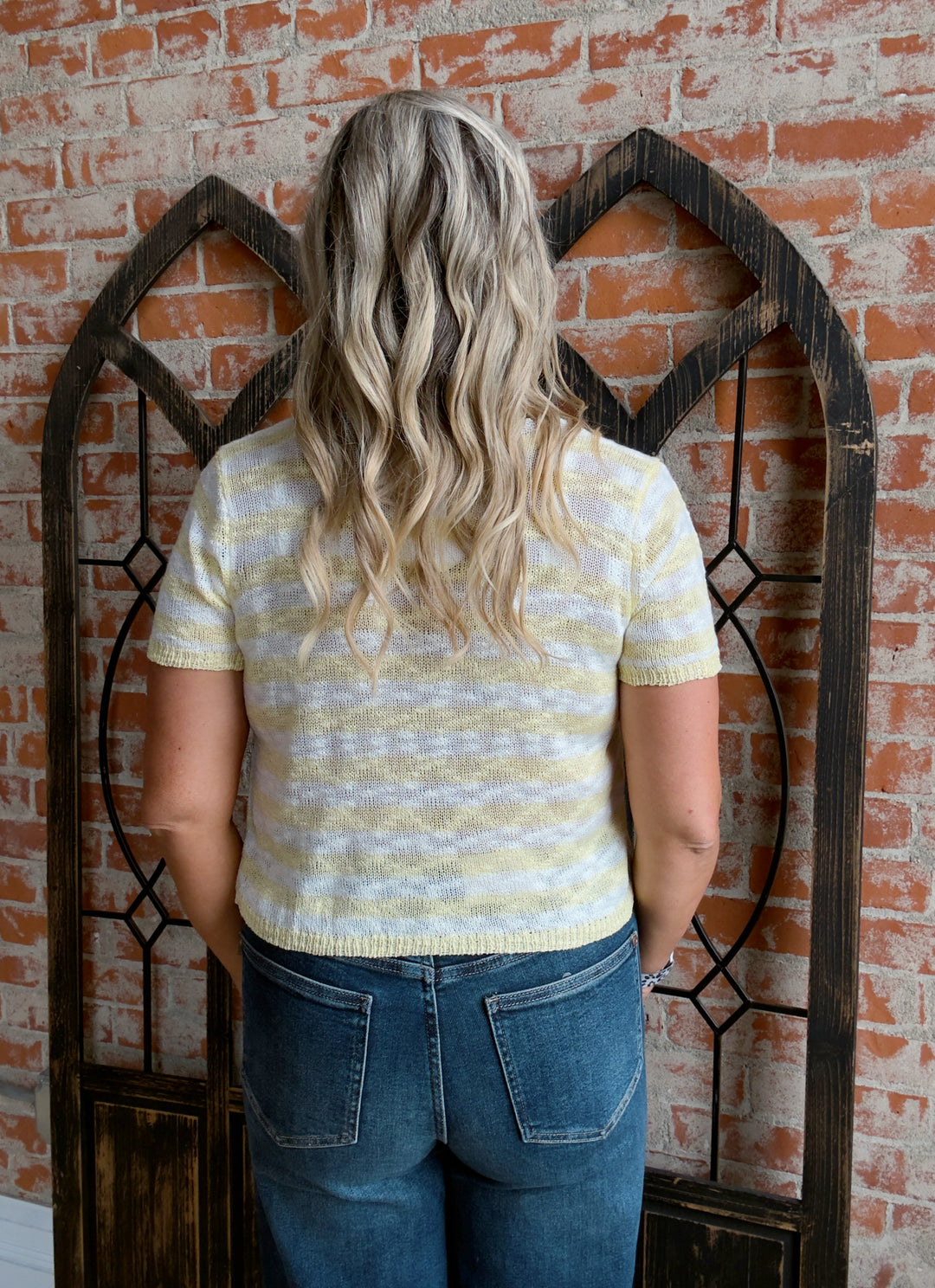 It's Not Over Striped Button Cardigan-Lemon
