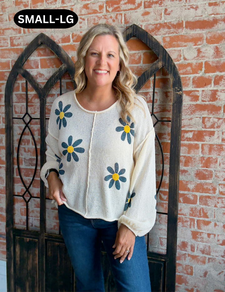Sucker For You Flower Sweater